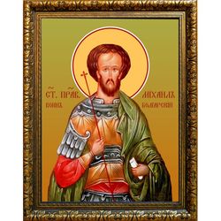 Михаил Болгарский праведный воин. Икона на холсте.