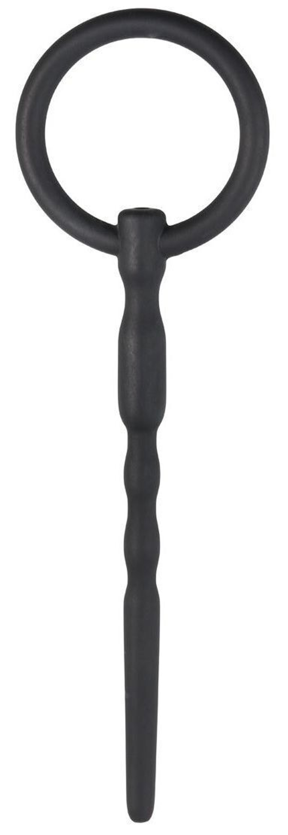 Черный уретральный плаг Silicone Penis Plug With Pull Ring - 13,5 см. (Цвет: черный)