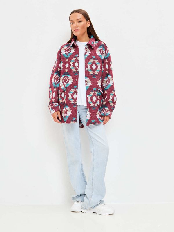 Рубашка Этно вишнево-бирюзовая - фото 2