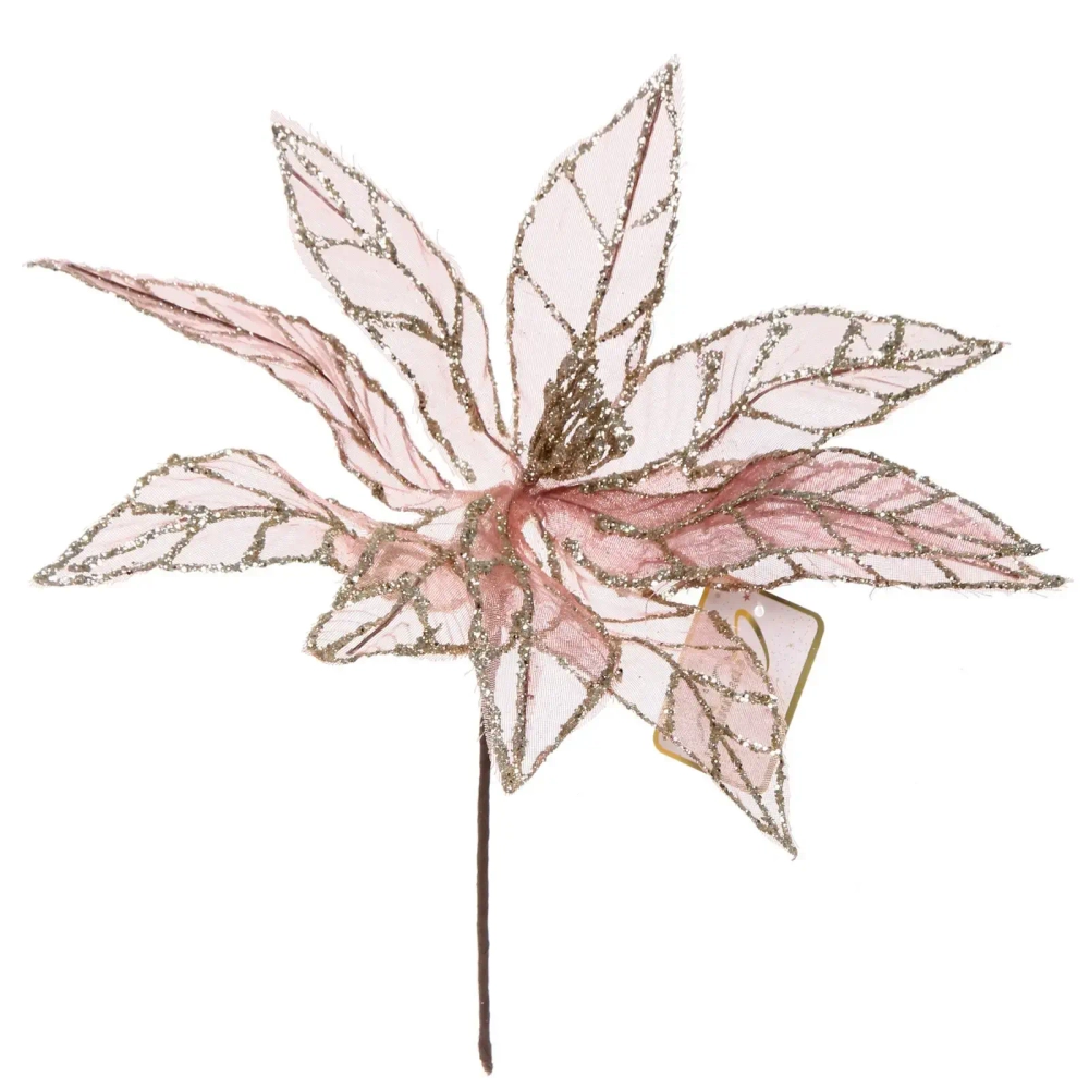 Украшение новогоднее «Пуансеттия - Блестящее утро» 33 см, Шампань