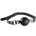 Черный кляп-шар Грация на лаковых кожаных ремешках (Цвет: черный)