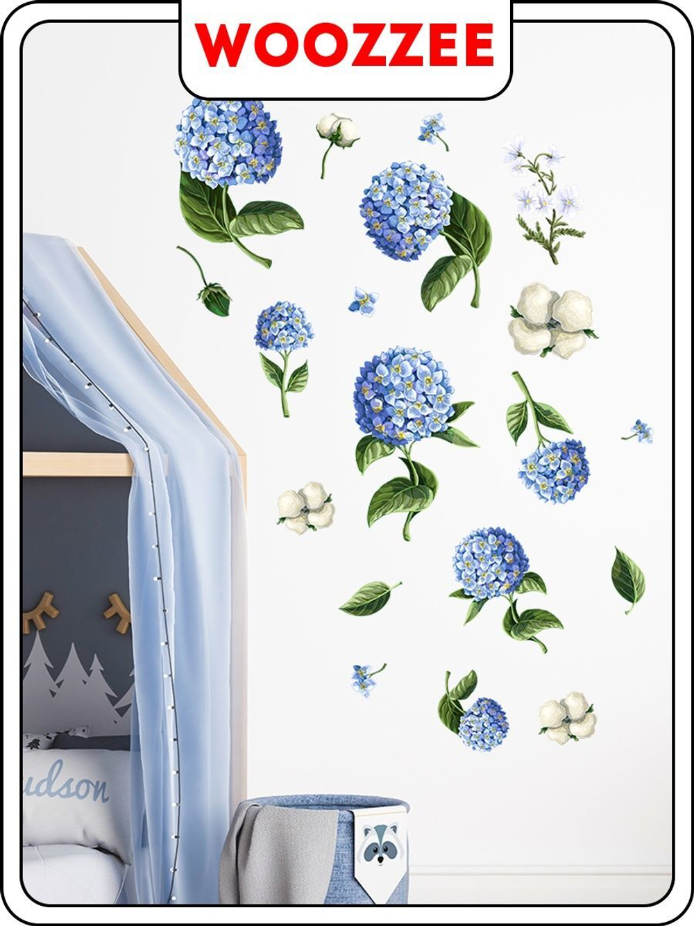 Наклейка декоративная "Голубые гортензии"