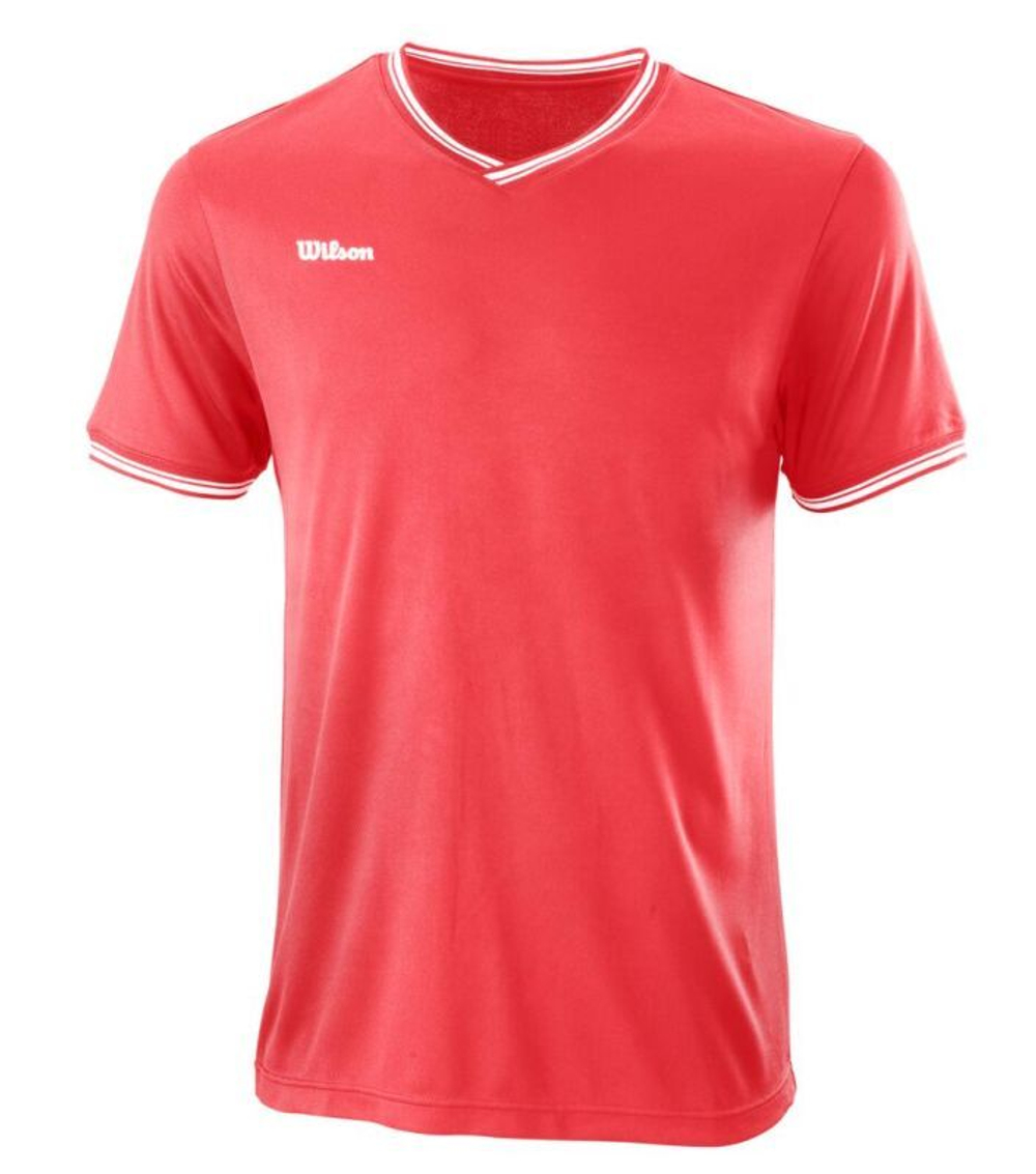 Мужская теннисная футболка Wilson Team II High V-neck Men - fiery coral