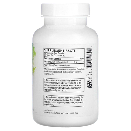 Thorne, Бета-аланин-SR, 120 таблеток (800 мг в каждой таблетке)