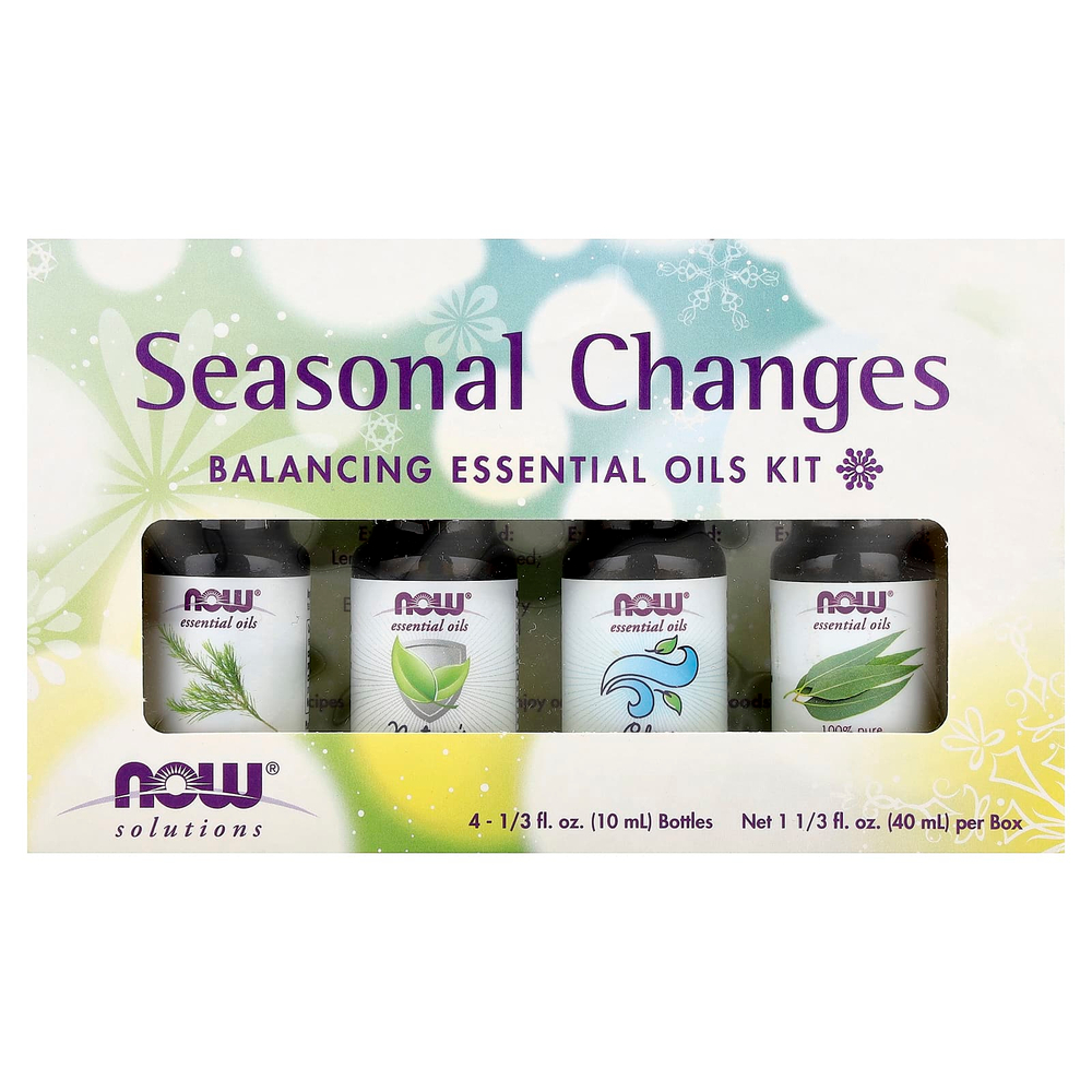 NOW Foods, Solutions, Seasonal Changes, набор сбалансированных эфирных масел, 4 флакона, 1/3 жидк. Унции (10 мл) каждый