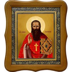 Константин Богоявленский, священномученик, пресвитер. Икона на холсте. В киоте 15 х 18 см.