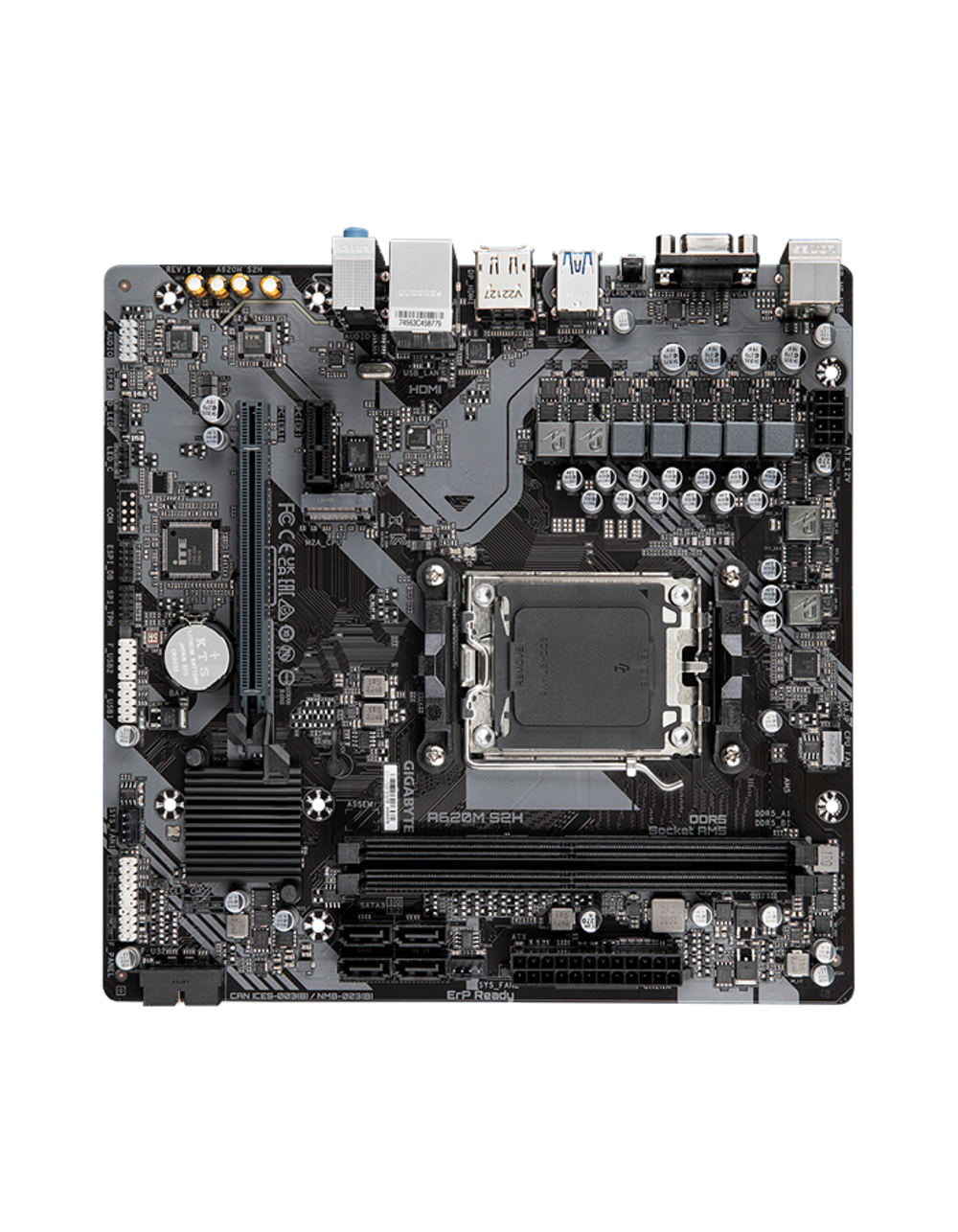 Материнская плата GIGABYTE A620M S2H, AM5, A620, 2*DDR5, 4*SATA, 1*M.2, 2*USB 3.2, 4*USB 2.0, 1*PCIx16, 1*PCIx1, DP+HDMI+D-Sub, mATX