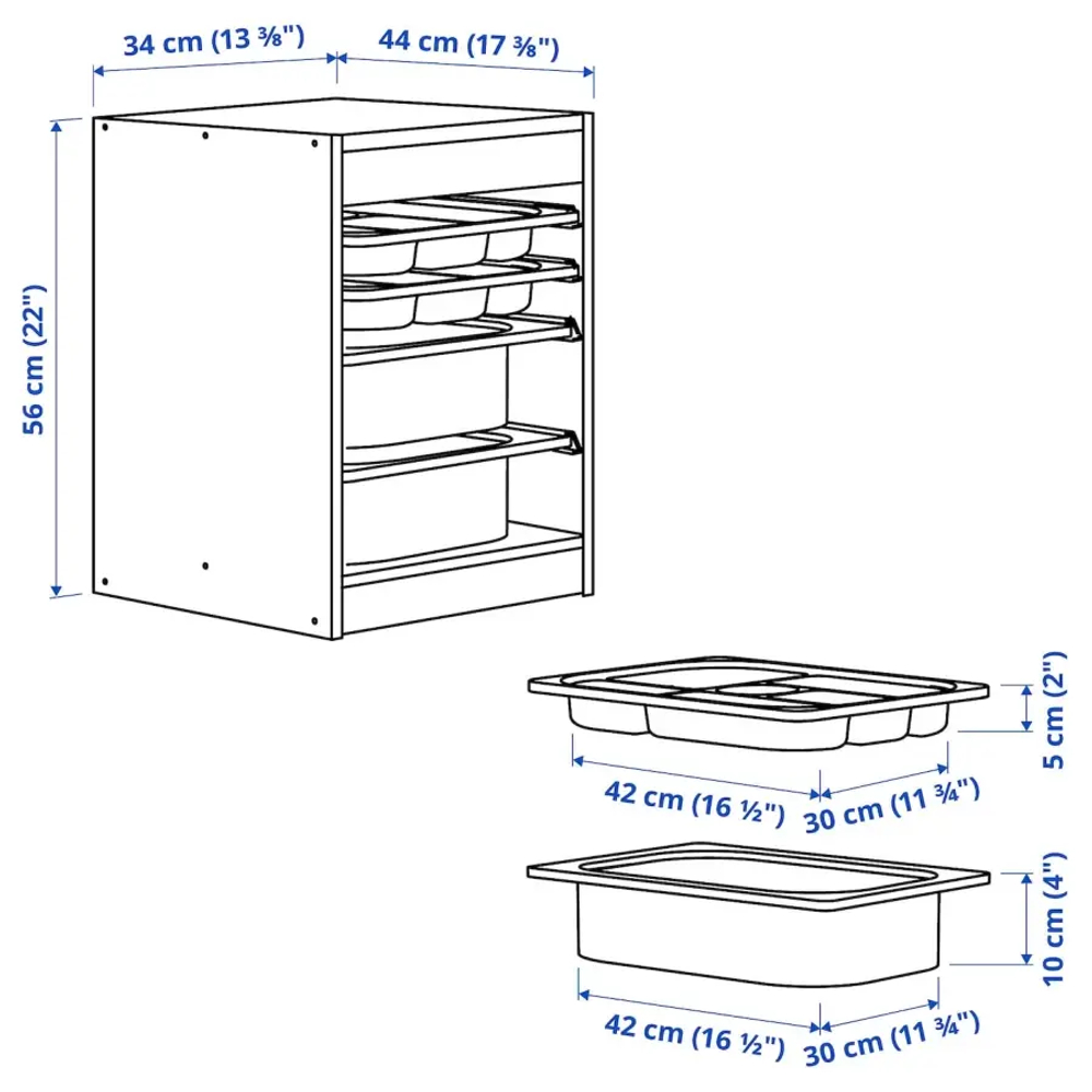 Стеллаж - IKEA TROFAST, 34х44х55 см, белый/серый, ТРУФАСТ ИКЕА