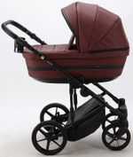Детская коляска Adamex Rimini Deluxe 3 в 1 RI222 БОРДОВ.КОЖА+ЧЕРН.ОТДЕЛКА