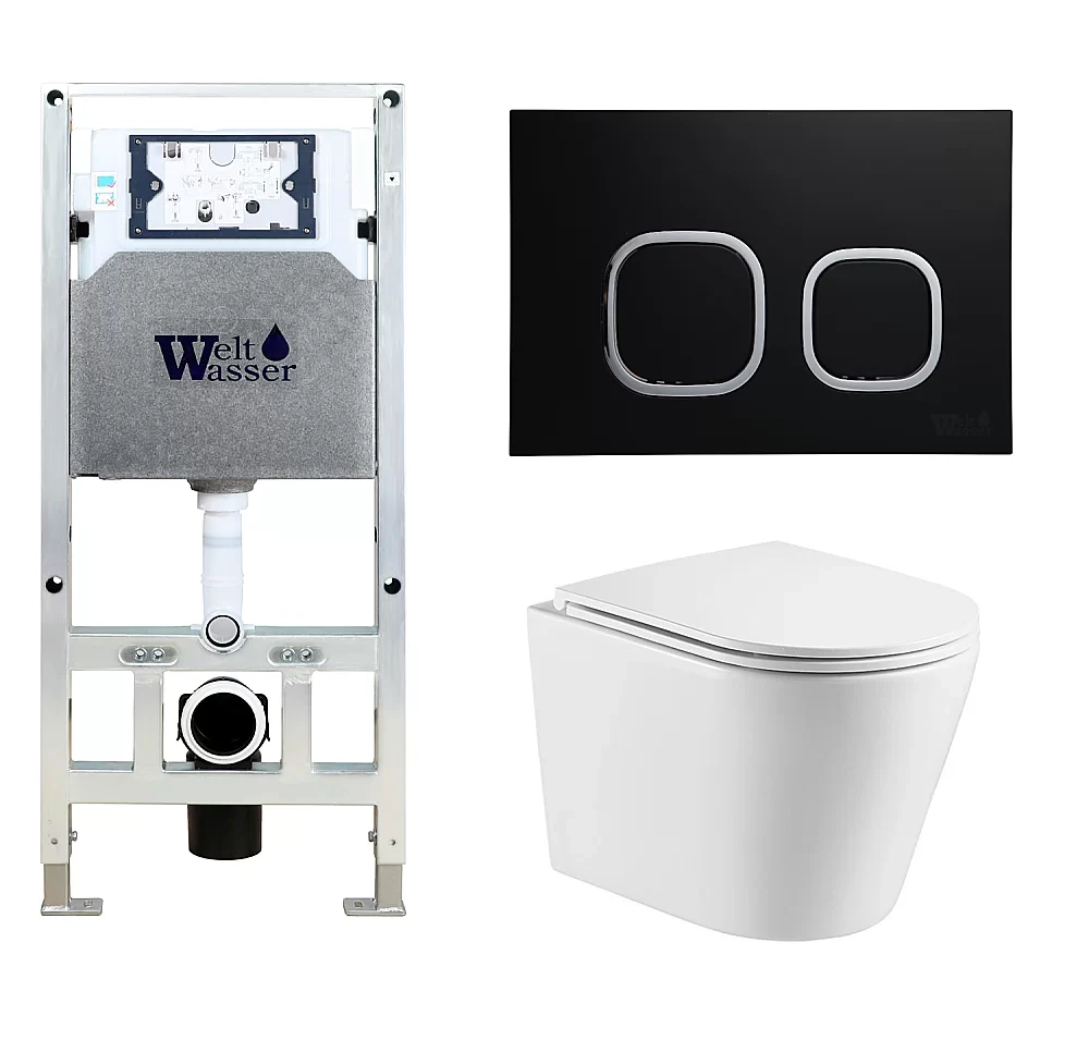Унитаз с инсталляцией WeltWasser AMBERG 506 ST + SALZBACH 043 GL-WT + AMBERG RD-BL
