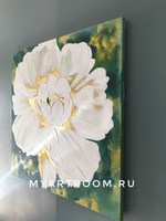Картина маслом "Белоснежный пион"