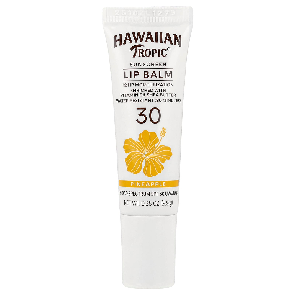 Hawaiian Tropic, солнцезащитный бальзам для губ, SPF 30, ананас, 9,9 г (0,35 унции)