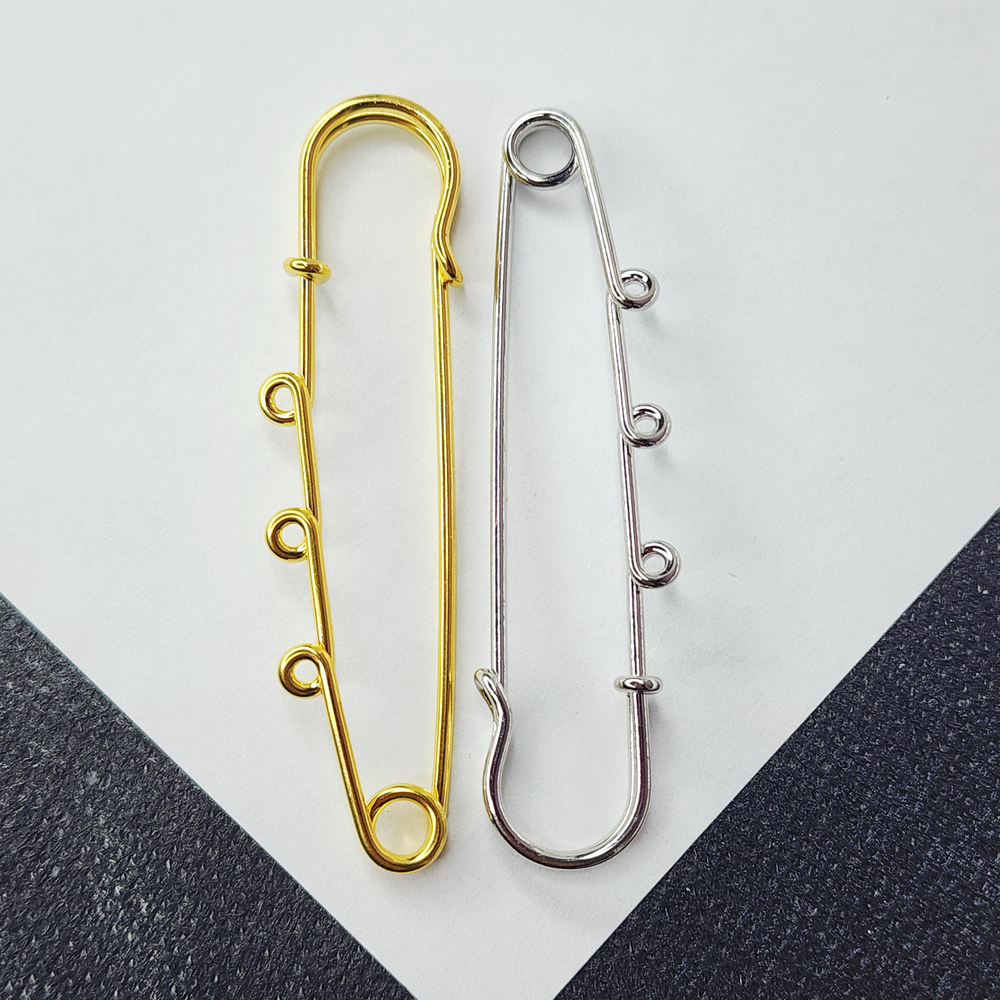 Броши булавки, сталь, позолота, 68мм, цена за набор 2 шт