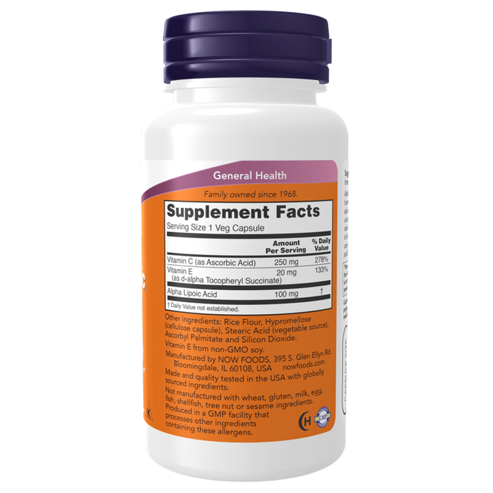 Альфа-Липоевая Кислота 100мг, Alpha Lipoic Acid, Now Foods, 60 вегетарианских капсул 2