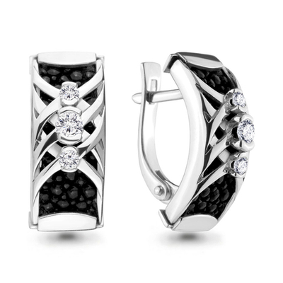 942108 Серьги из Золота с бриллиантами, кожами из коллекции "Скат"