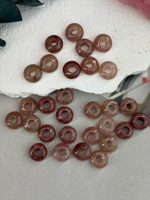 Подвеска бублик из клубничного кварца 14*8 мм, 2 штуки