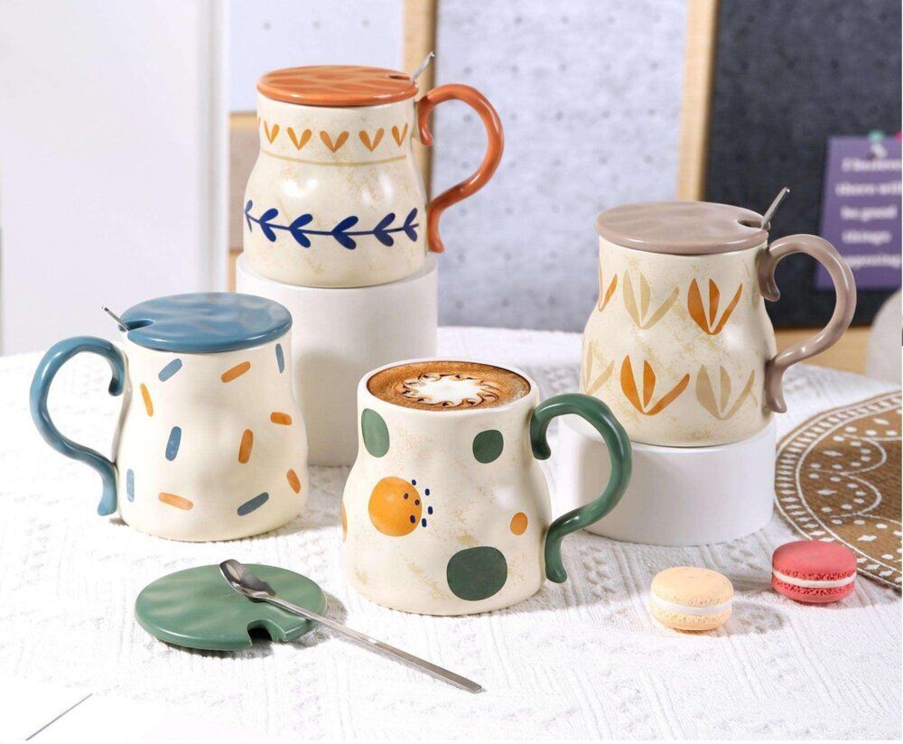 GAEM Кружка с крышкой и ложкой, 400 мл, L14 W10 H10 см, 4в.