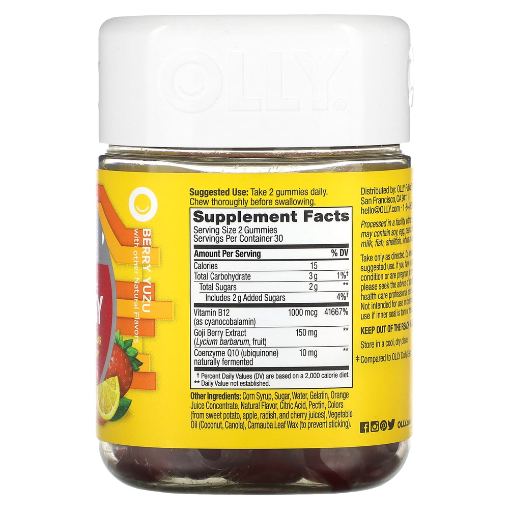 OLLY, Daily Energy, со вкусом ягод и юдзу, 60 жевательных мармеладок