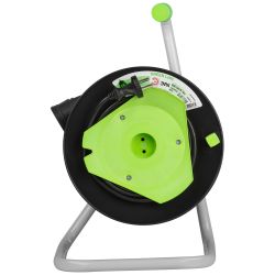 Удлинитель силовой ЭРА GREEN LINE GAZ-2x0.75-15m Greenline на катушке пластик 1 розетка без заземления 15м ПВС 2x0.75мм2 | Электротовары