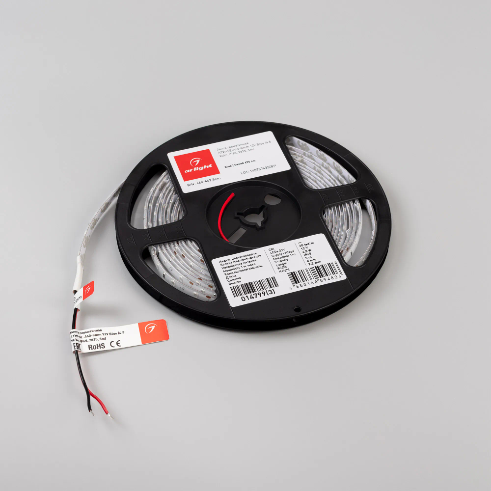 Светодиодная лента герметичная RTW-SE-A60-8mm 12V Blue (4.8 W/m, IP65, 2835, 5m) (Arlight, 4.8 Вт/м, IP65) 014799(3)