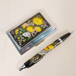 Набор подарочный "Одуванчики" №2 (визитница персональная, ручка Паркер)