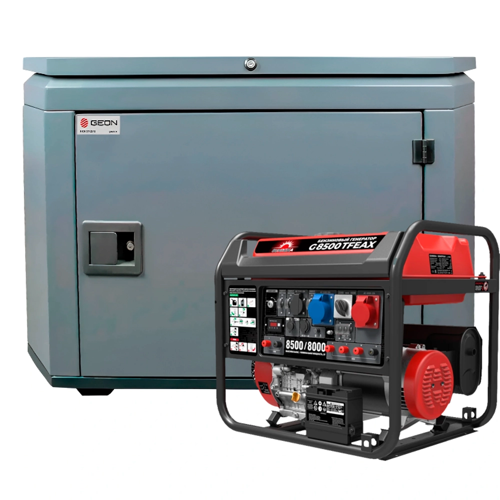 Генератор бензиновый SUNREKA G8500TFEAX с кожухом Geon 1200 RAL 7024