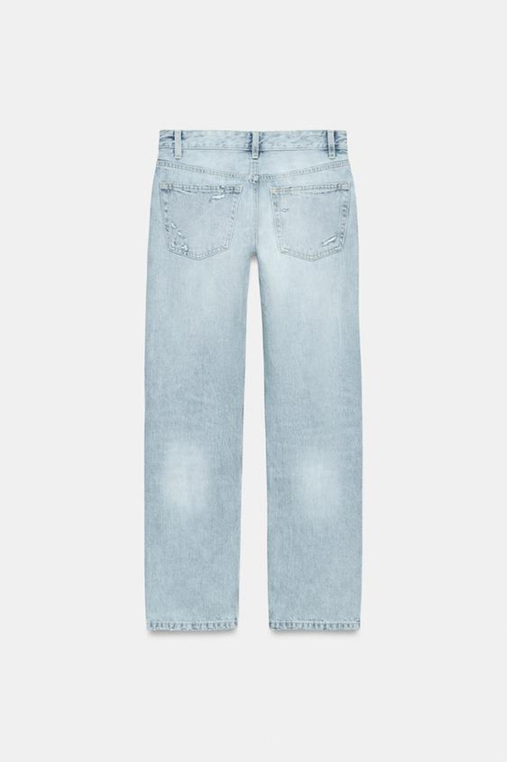 ZARA ДЖИНСЫ TRF ПРЯМОГО КРОЯ С НИЗКОЙ ПОСАДКОЙ И РАЗРЕЗАМИ, ГОЛУБОЙ