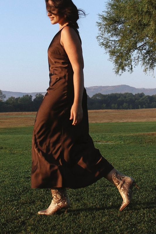 Ботильоны из кожи под рептилию с округлым мысом, бежево-коричневый