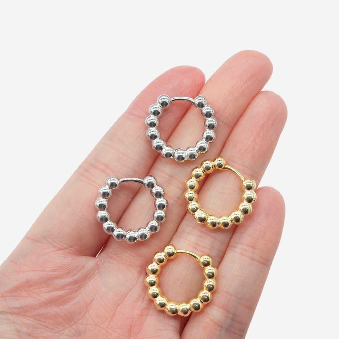 Швензы-кольца "Шарики", 18,5мм, родирование