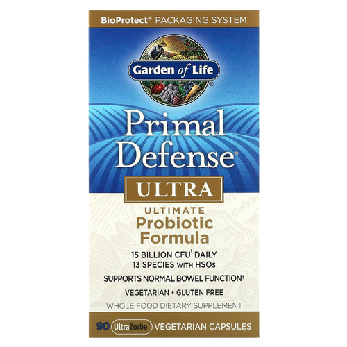 Garden of Life, Primal Defense, Ultra, универсальная пробиотическая формула, 90 вегетарианских капсул UltraZorbe