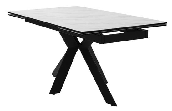 Стол BELLUNO 160 MARBLES KL-99 Белый мрамор матовый, итальянская керамика/ черный каркас