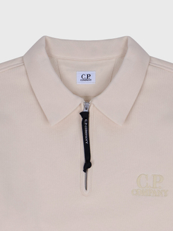 Свитшот на молнии C.P. Company Logo Diagonal Raised Fleece Half Zip Pistachio Shell - Beige