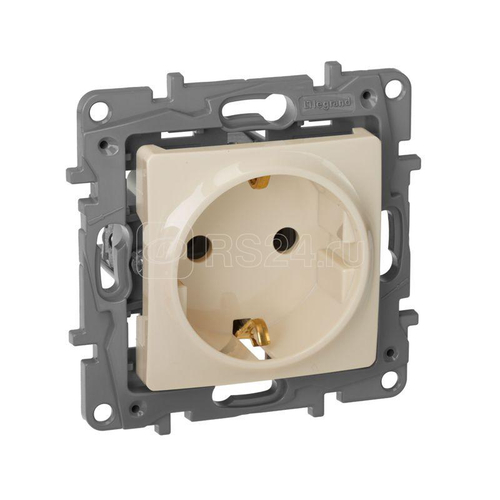 Розетка Etika 1м СП 16А IP20 250В 2P+E с/з немецк.стандарт винтов.клеммы слон.кость Etika Leg 672321