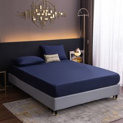 Комплект постельного белья на резинке Однотонный Сатин «Ночное небо»