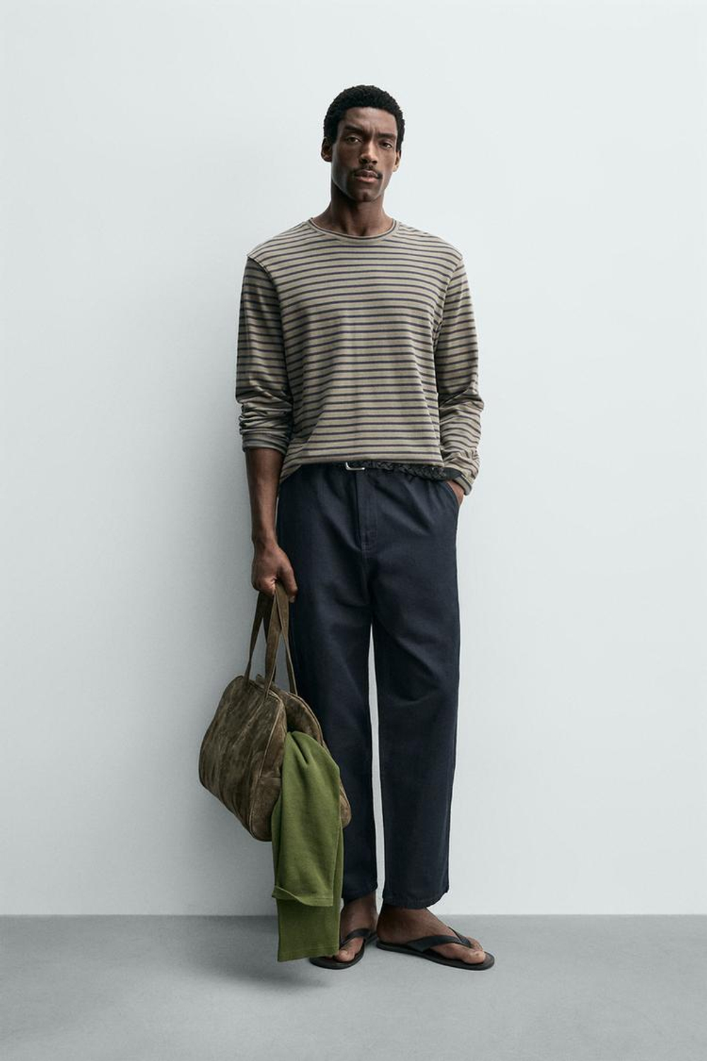 ZARA СВОБОДНЫЕ БРЮКИ STRAIGHT FIT, МОРСКОЙ СИНИЙ