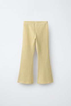 ZARA ТРИКОТАЖНЫЕ БРЮКИ FLARE, СВЕТЛО-ЖЕЛТЫЙ