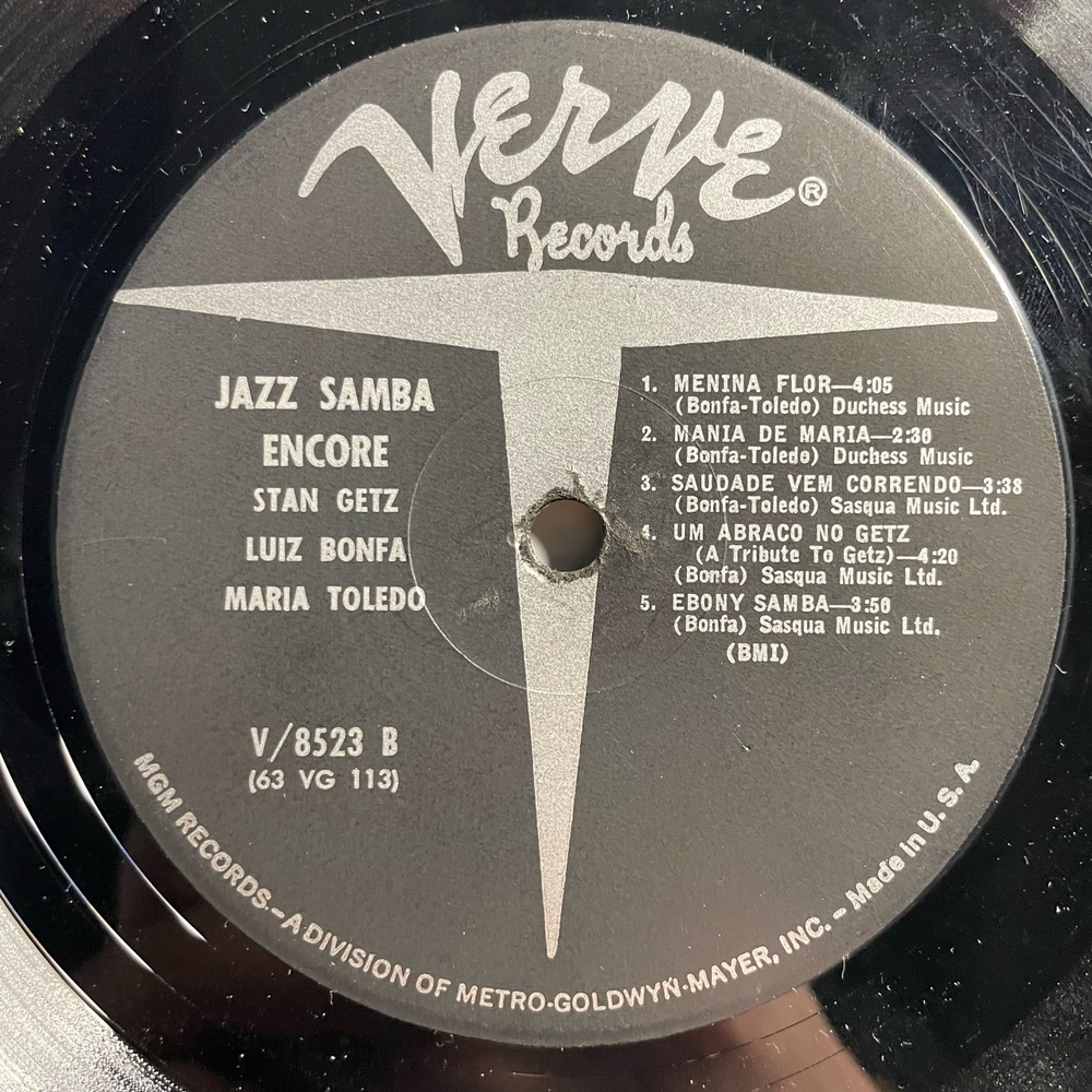 Винтажная виниловая пластинка LP Stan Getz, Luiz Bonfa, Jazz Samba Encore (США 1963)