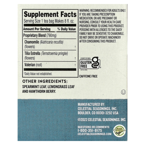 Celestial Seasonings, Wellness Tea, Sleepytime Extra®, без кофеина, 20 чайных пакетиков, 35 г (1,2 унции)