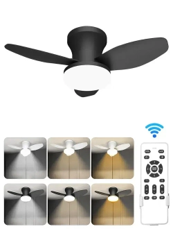 Вентилятор потолочный с пультом, диаметр 88 см, Черный