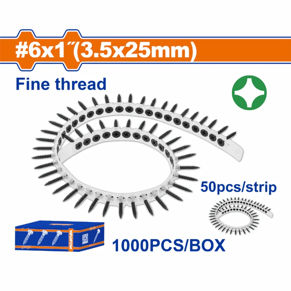 Саморезы в ленте WADFOW WXS2512C 1000 шт. 3,5х25 мм