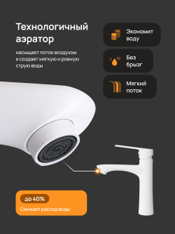 Смеситель для раковины DIWO Тула DW-TU03WH белый