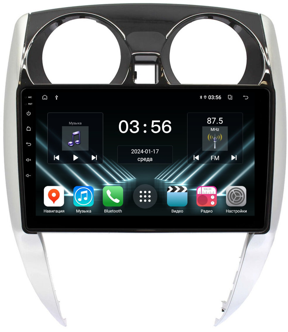 Магнитола для Nissan Note 2 2012-2021 - FarCar DX10-9522 монитор 10" IPS на Android 13, 4+64Гб, CarPlay