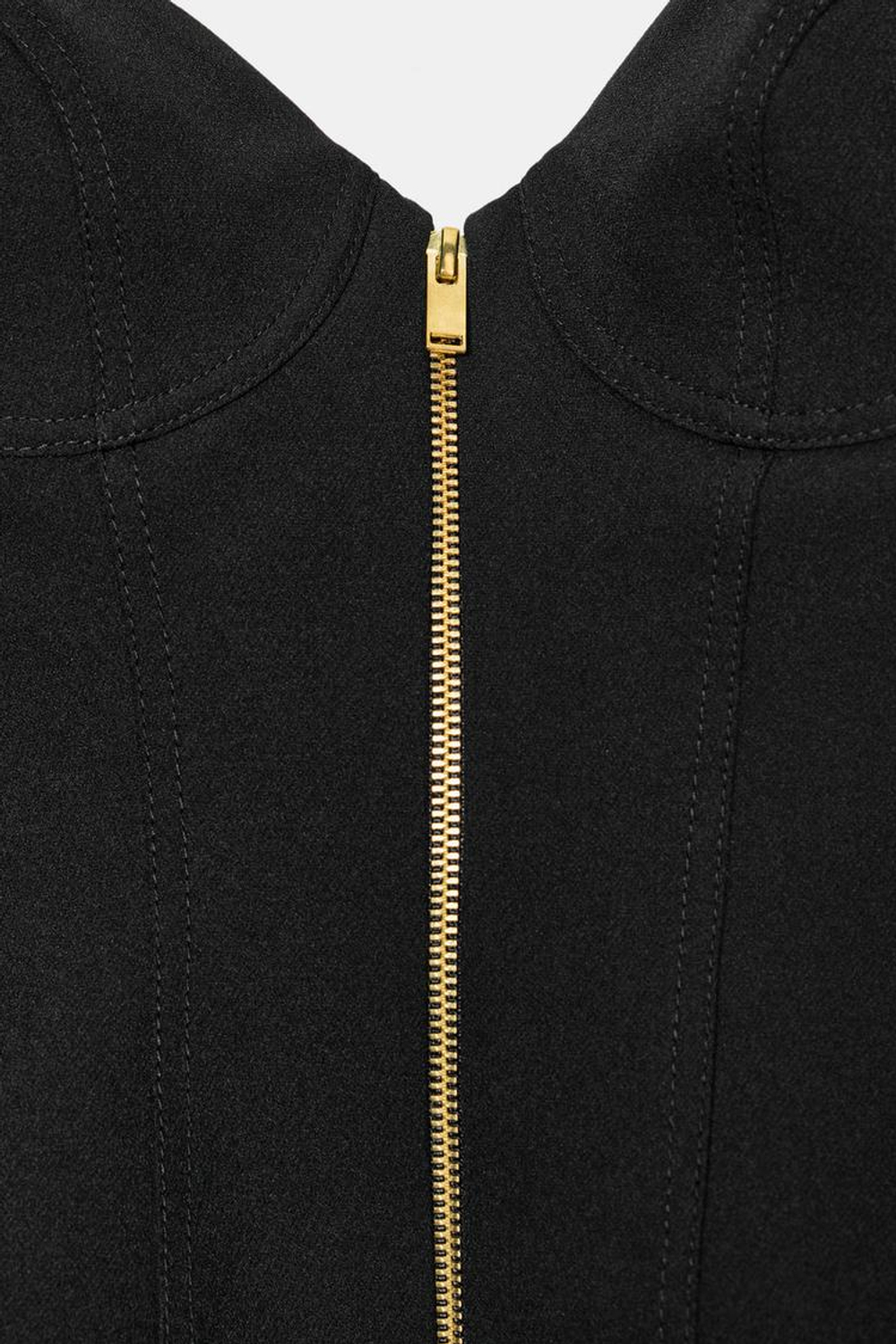 ZARA ТОП-КОРСЕТ С ЗАСТЕЖКОЙ-МОЛНИЕЙ, ЧЕРНЫЙ