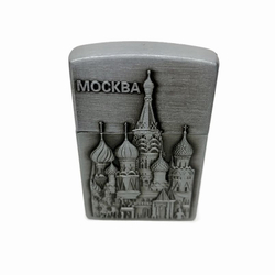 подарочная зажигалка газовая храм Василия Блаженного, серебристый