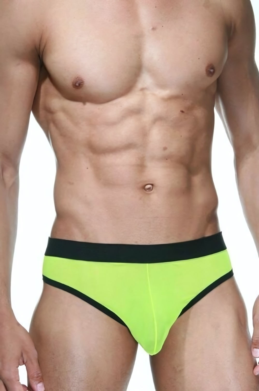 Черно-лаймовые мужские трусы-тонги (Размер: L-XL) (Цвет: черный с лаймовым)