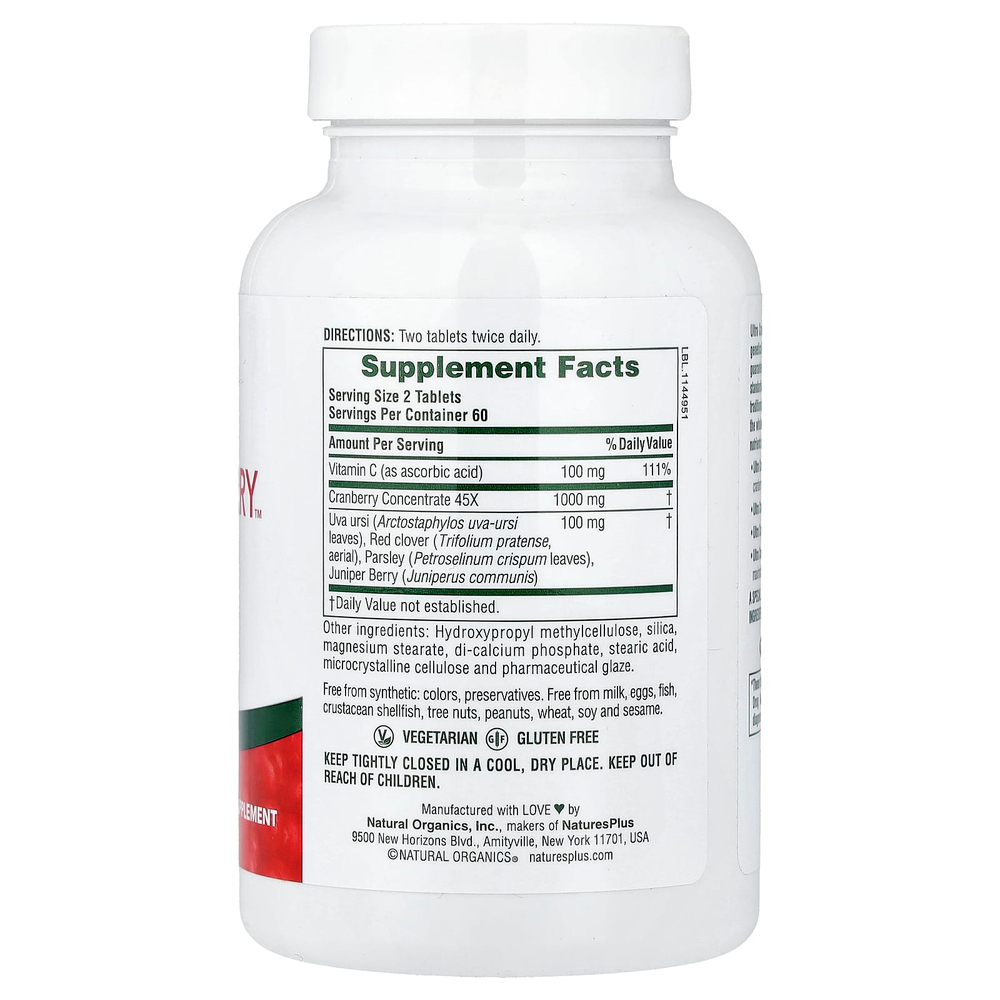 NaturesPlus, Ultra Cranberry™, продукт с длительным высвобождением, 120 таблеток