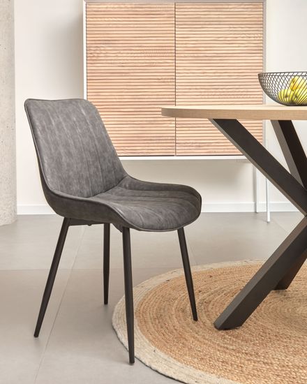 ARYA Стол  Ø 119 с бежевой столешницей с отделкой из меламина на стальных ножках с черной отделкой