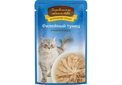 ДЕРЕВЕНСКИЕ ЛАКОМСТВА Пауч для кошек, филейный тунец в нежном желе 0,07 кг
