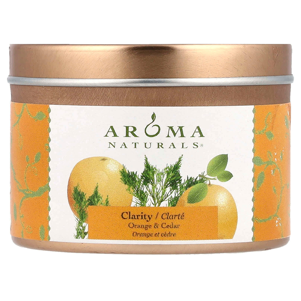Aroma Naturals, Soy VegePure, свеча Clarity, удобна для путешествий, апельсин и кедр, 79,38 г (2,8 унции)