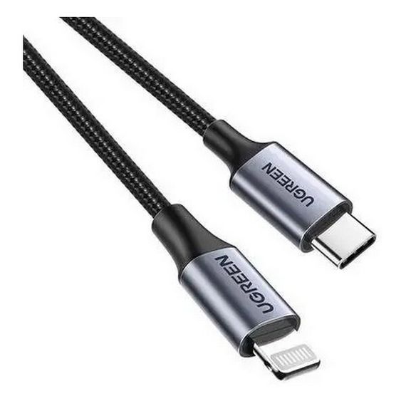 Кабель Ugreen US304 USB-C - Lightning M/M Shell Braided 1м черный (60759)